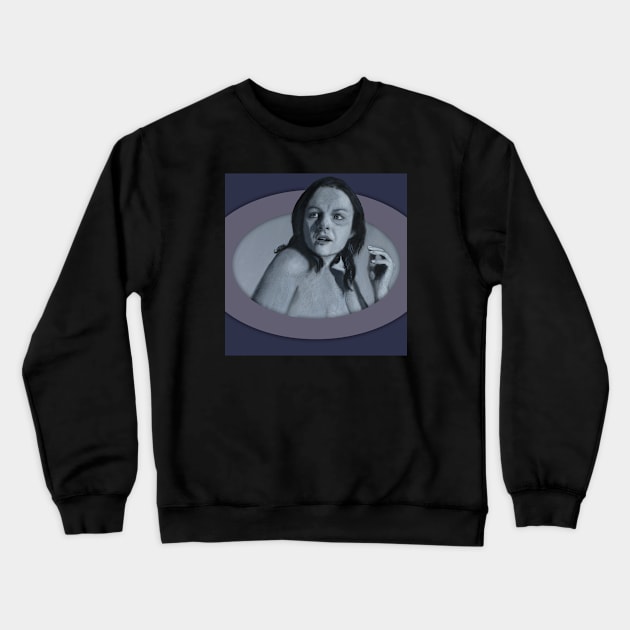 Portrait of a Woman Being Watched Crewneck Sweatshirt by ianoz